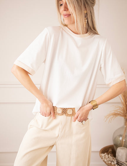 Sadie Contrast White/Beige - T-Shirt
