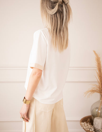 Sadie Contrast White/Beige - T-Shirt