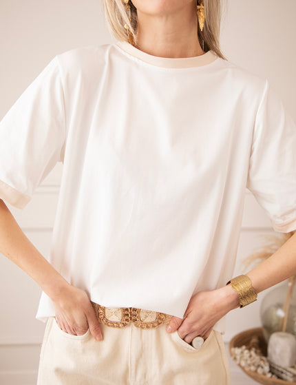Sadie Contrast White/Beige - T-Shirt