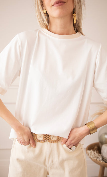 Sadie Contrast White/Beige - T-Shirt