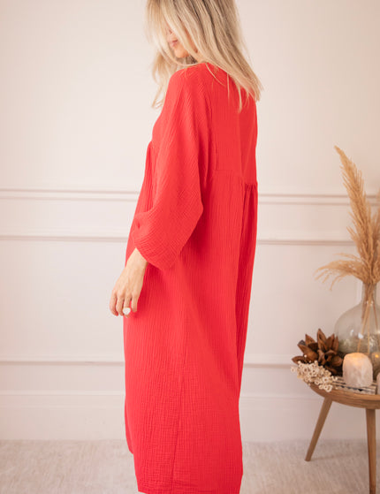 Maud Tetra Deep Red - Maxi Jurk