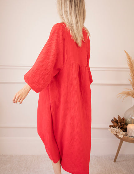Maud Tetra Deep Red - Maxi Jurk