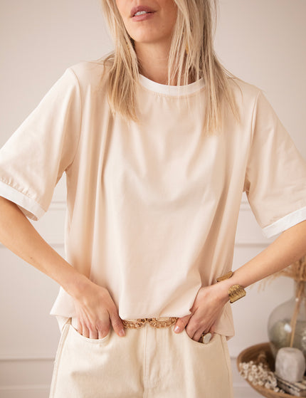 Sadie Contrast Beige/White - T-Shirt