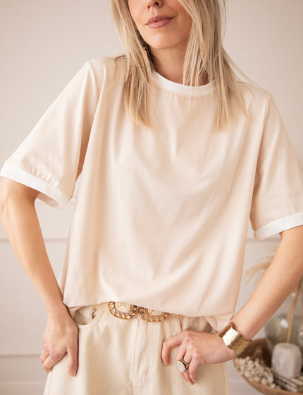 Sadie Contrast Beige/White - T-Shirt