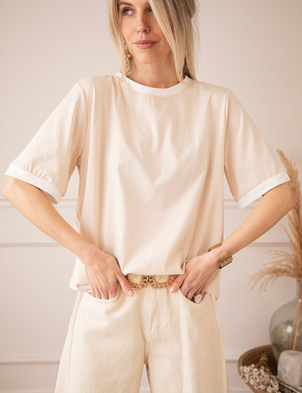Sadie Contrast Beige/White - T-Shirt