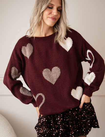 Pullover - Complete My Heart - Burgunderrot