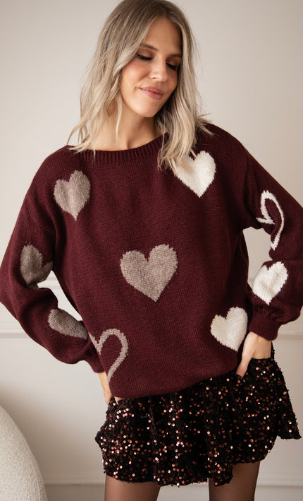 Pullover - Complete My Heart - Burgunderrot