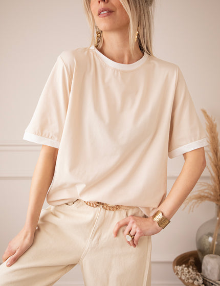 Sadie Contrast Beige/White - T-Shirt