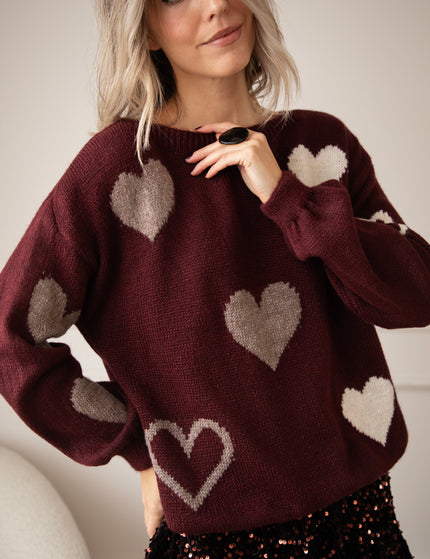Pullover - Complete My Heart - Burgunderrot