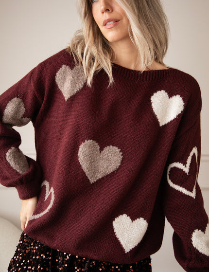 Pullover - Complete My Heart - Burgunderrot