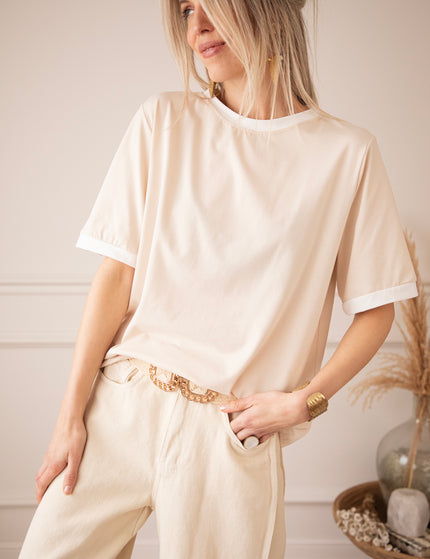Sadie Contrast Beige/White - T-Shirt