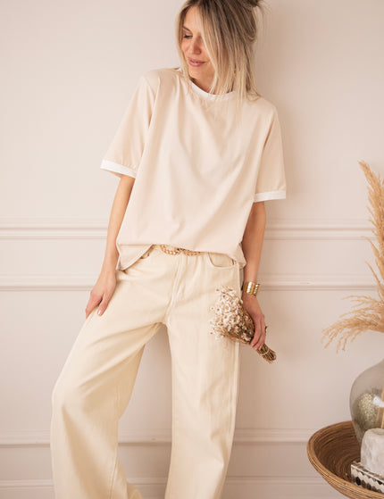 Sadie Contrast Beige/White - T-Shirt