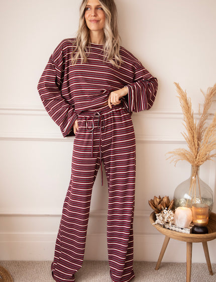 Sally Stripe Burgundy/Grey - Broek