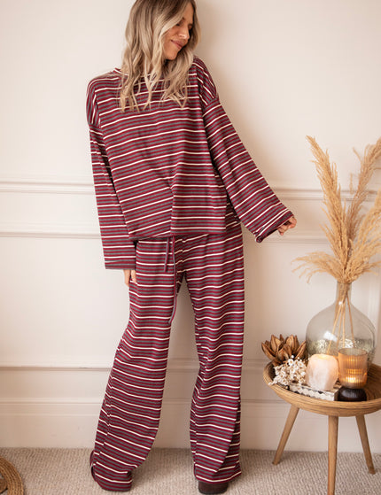 Sally Stripe Burgundy/Grey - Broek