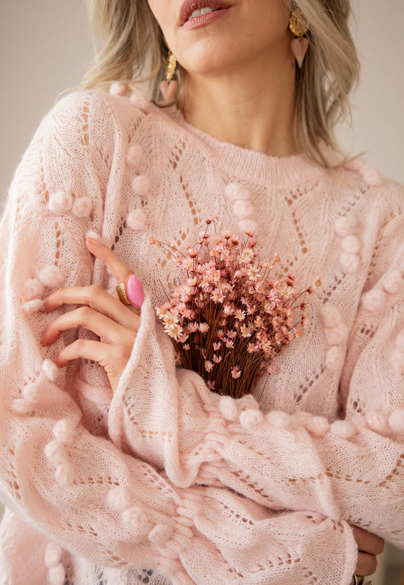 Pompon Pastels Baby Pink - Trui