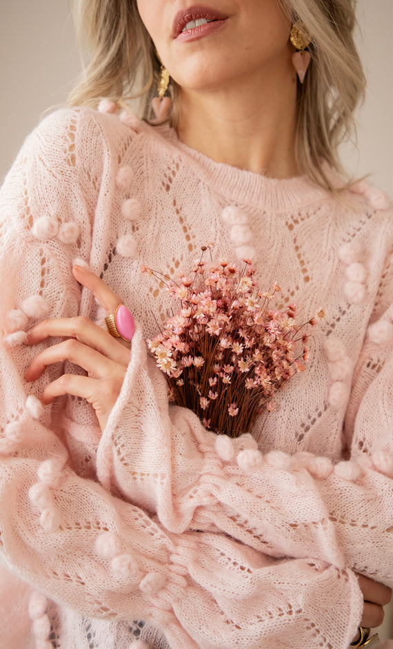 Pompon Pastels Baby Pink - Trui