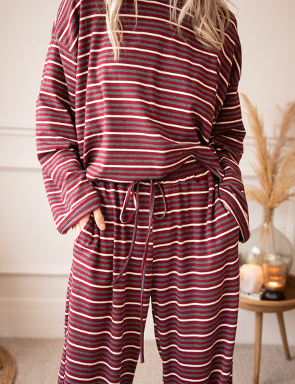Sally Stripe Burgundy/Grey - Broek