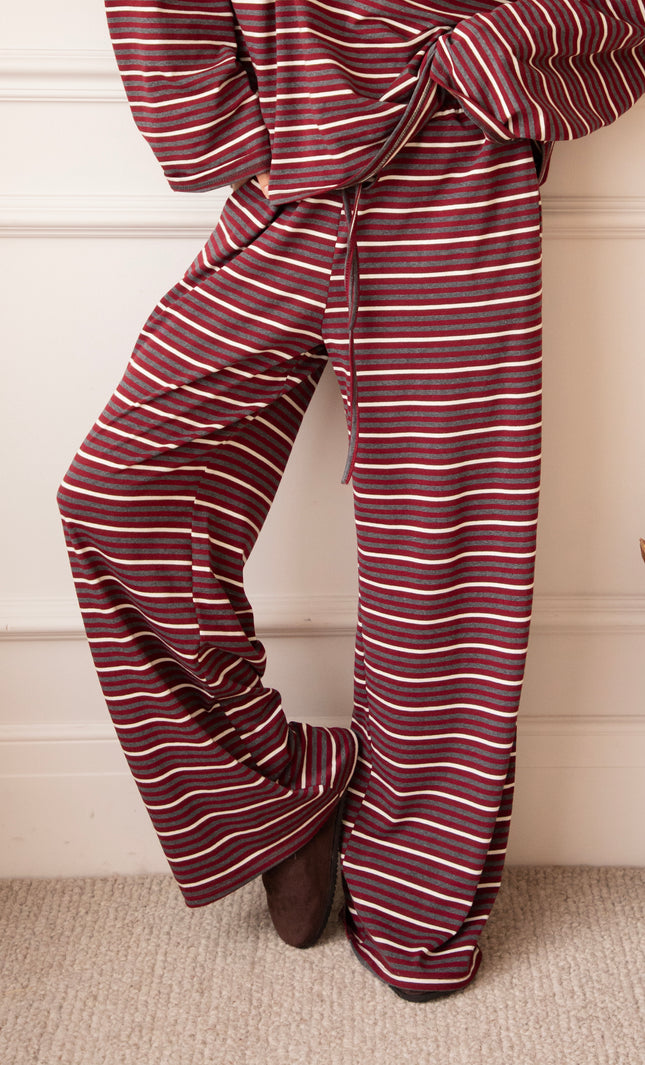 Sally Stripe Burgundy/Grey - Broek