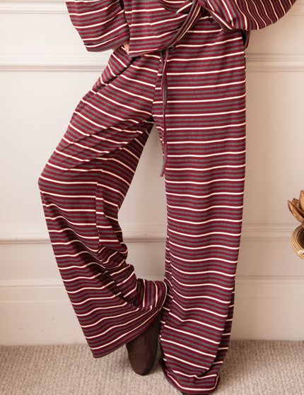 Sally Stripe Burgundy/Grey - Broek