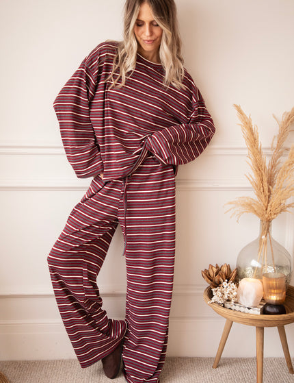 Sally Stripe Burgundy/Grey - Broek