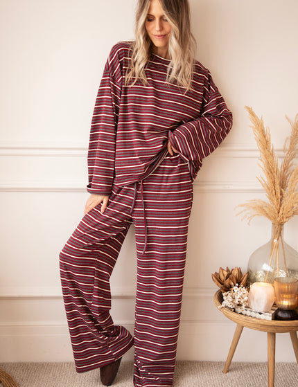 Sally Stripe Burgundy/Grey - Broek