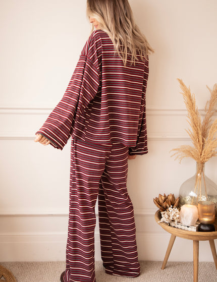 Sally Stripe Burgundy/Grey - Broek
