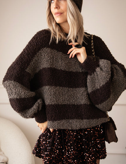 Pullover - Sabrina Stripes - Dunkelbraun