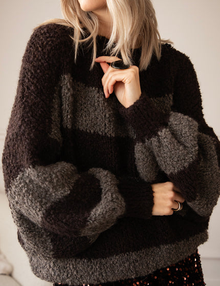 Pullover - Sabrina Stripes - Dunkelbraun