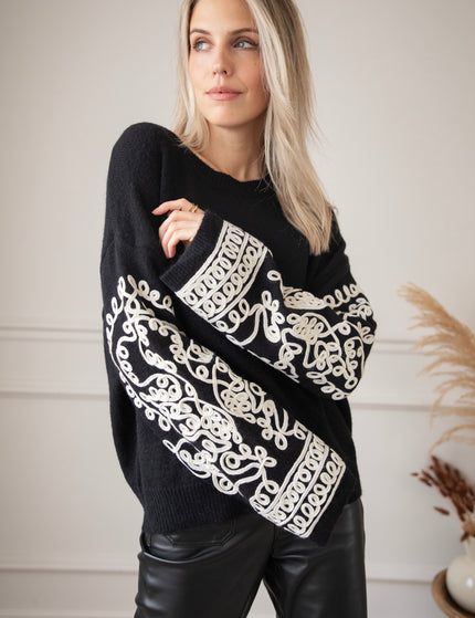 Loopy Sleeves Black/White - Trui