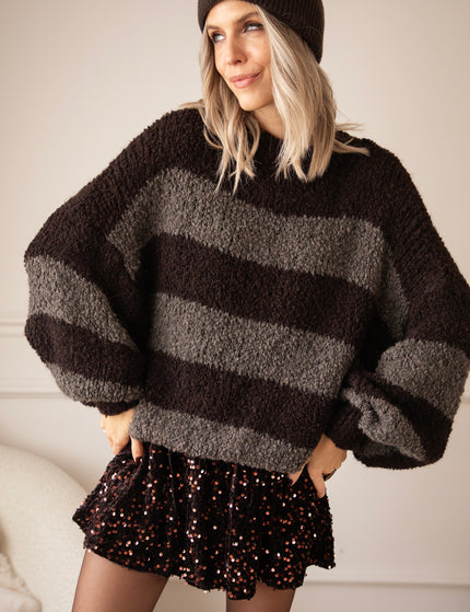 Pullover - Sabrina Stripes - Dunkelbraun