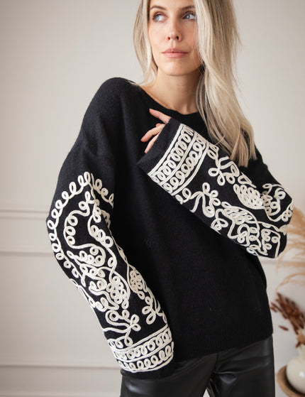 Loopy Sleeves Black/White - Trui