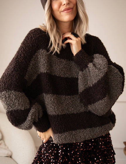 Pullover - Sabrina Stripes - Dunkelbraun