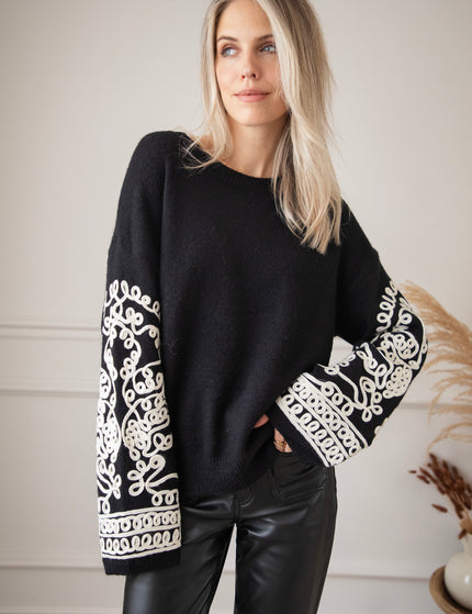 Loopy Sleeves Black/White - Trui