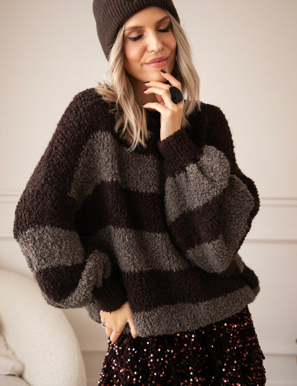 Pullover - Sabrina Stripes - Dunkelbraun