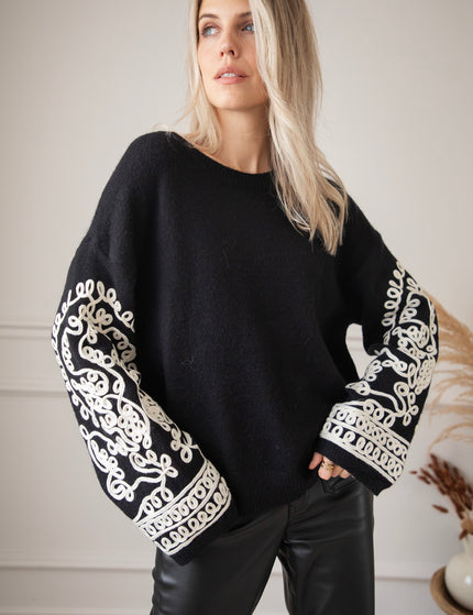 Loopy Sleeves Black/White - Trui