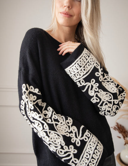 Loopy Sleeves Black/White - Trui