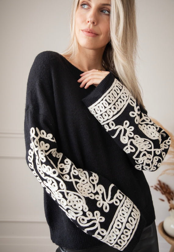 Loopy Sleeves Black/White - Trui