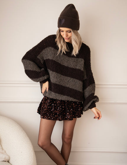 Pullover - Sabrina Stripes - Dunkelbraun
