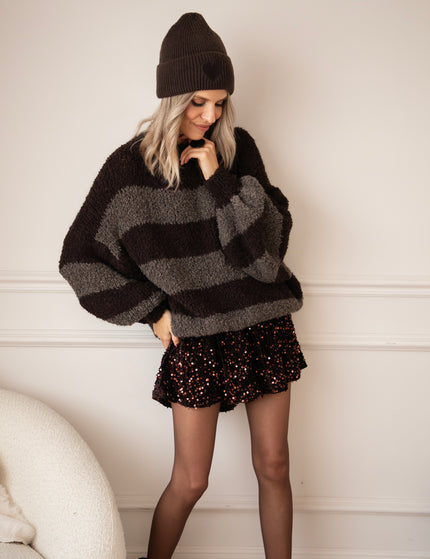 Pullover - Sabrina Stripes - Dunkelbraun