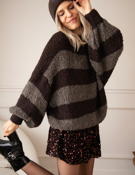 Pullover - Sabrina Stripes - Dunkelbraun