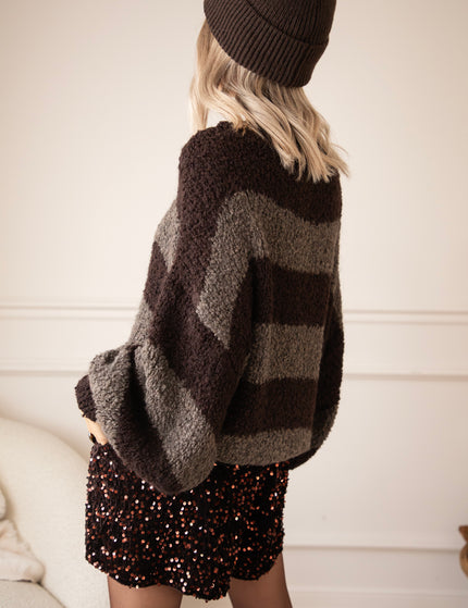 Pullover - Sabrina Stripes - Dunkelbraun