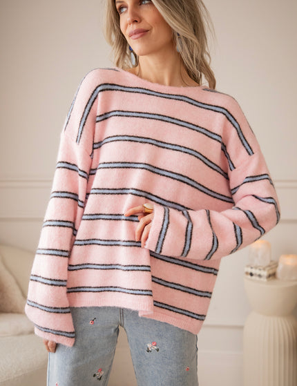 Back To Stripes Baby Pink/Soft Blue - Sweater
