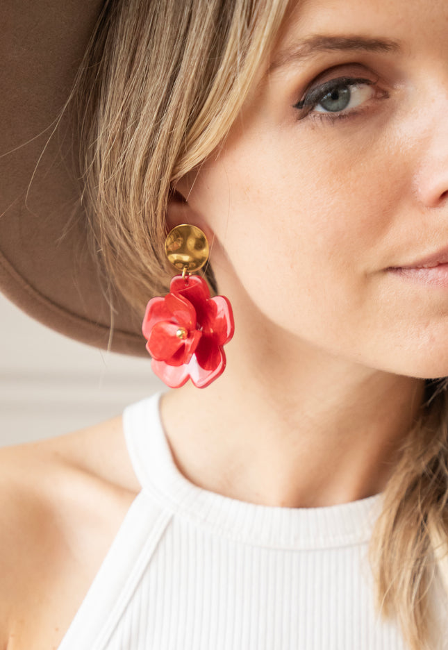 Florally Red - Earrings