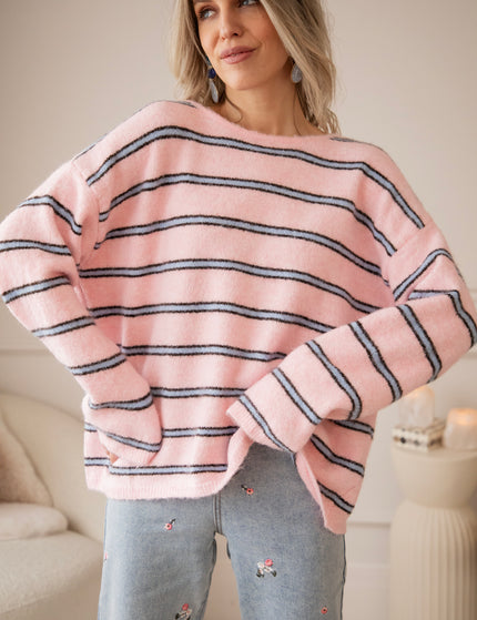 Back To Stripes Baby Pink/Soft Blue - Sweater