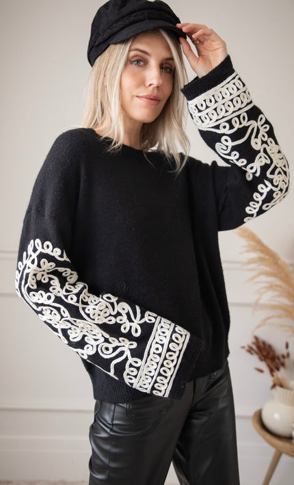 Loopy Sleeves Black/White - Trui