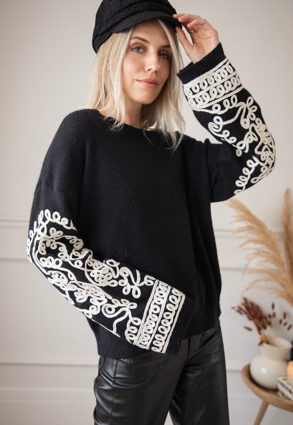 Loopy Sleeves Black/White - Trui