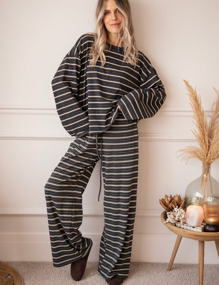 Sally Stripe Kaki/Navy - Broek