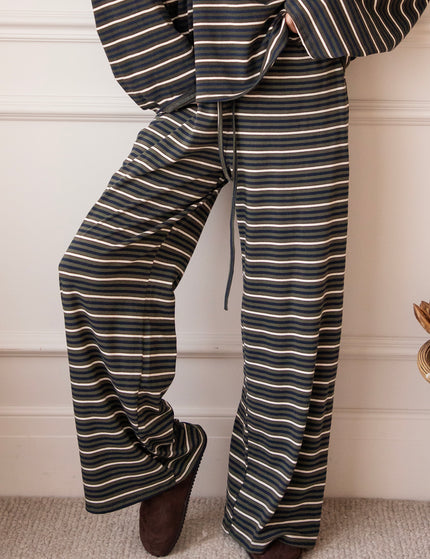 Sally Stripe Kaki/Navy - Broek