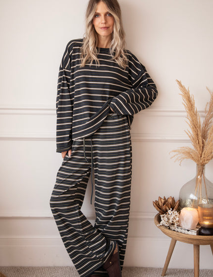 Sally Stripe Kaki/Navy - Broek