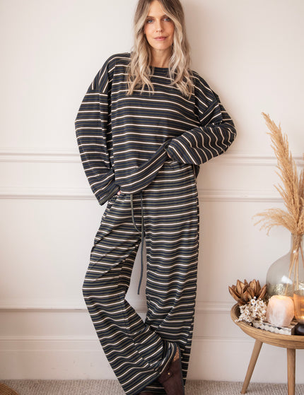Sally Stripe Kaki/Navy - Broek